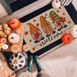 VIKAMA Halloween Pumpkin Carpet Crystal Velvet European Entrance Door Mat Home Decoration Dirt Resistant Door Mat