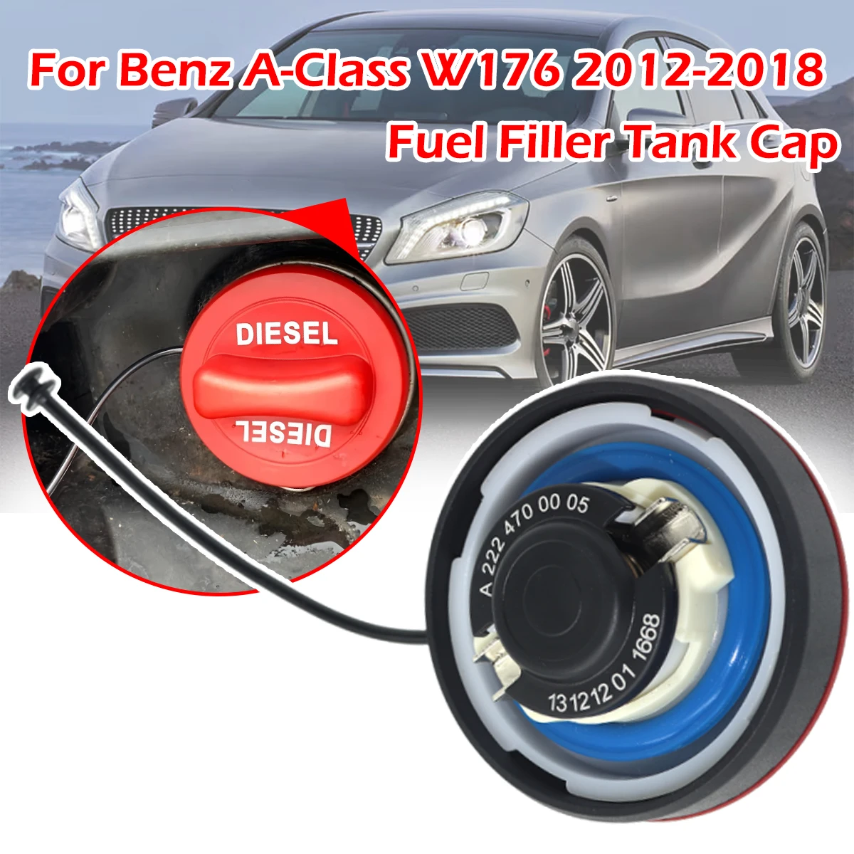 

Fuel Filler Screw Cap Automotive Diesel Tank Cover Car Replacement Part For Benz A-Class W176 2012 2013-2018 A160 A180 A200 CDI