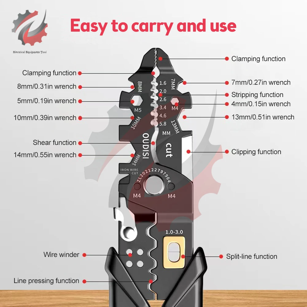 Multifunctional Electrician Pliers Wire Stripper Needle Nose Pliers for Wire Stripping Cable Cutters Terminal Crimping Hand Tool