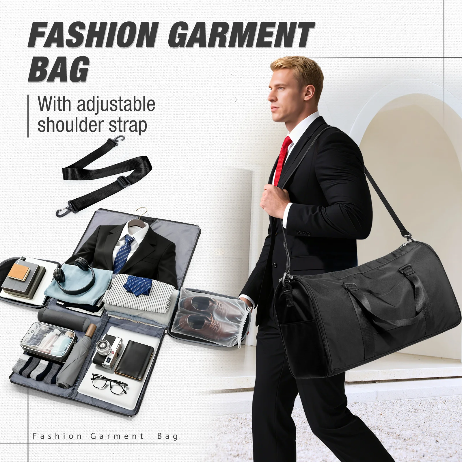

Convertible Carry on Garment Duffel Bag,Weekender Bag Hanging Suitcase Suit Business Travel Bag Men Business Travel Clothing Bag