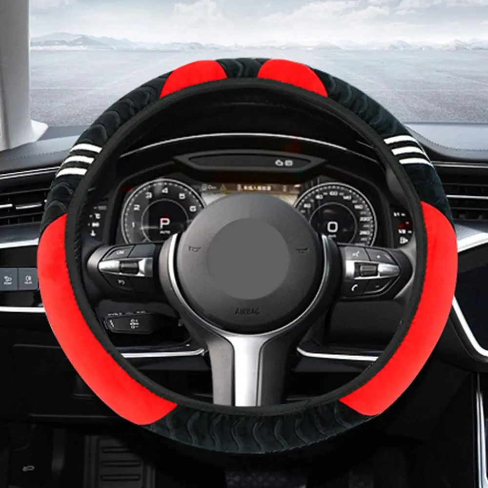 Warm Car Steering Wheel Cover Winter High-density Soft Fur Car Glove Cover Universal Plush Steering Wheel Protector Cover