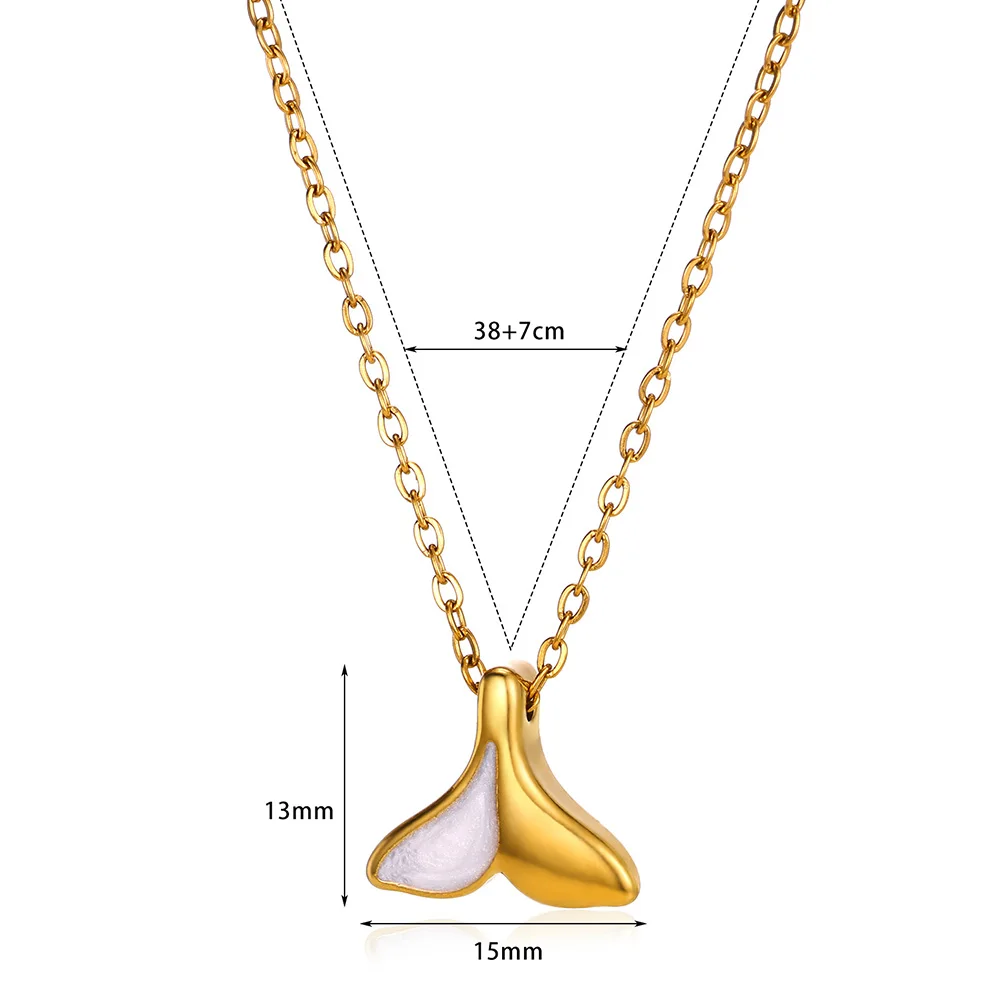 Natural White Shell Fishtail Necklace For Women Gold Color Stainless Steel Clavicle Chain Fashion Jewelry Gift