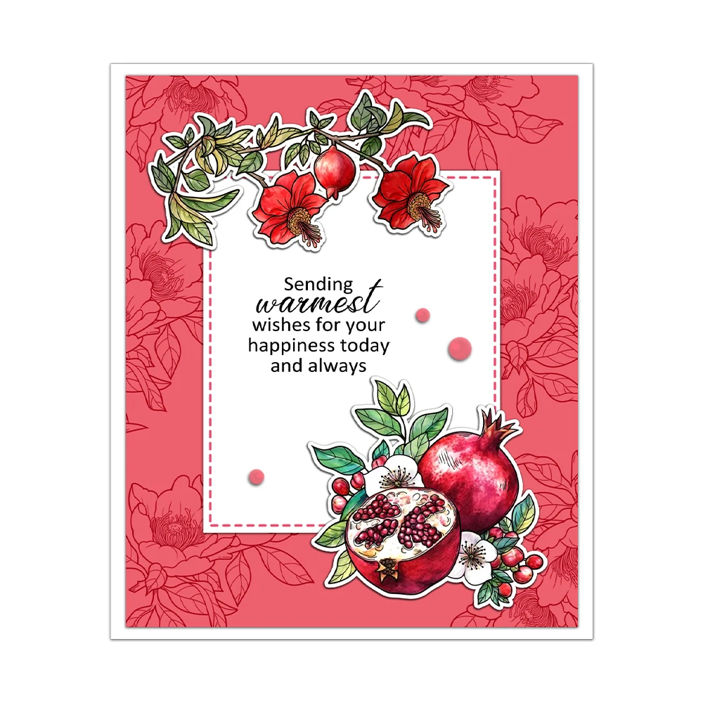 Mangocraft Sweet Pomegranate Fruits Clear Stamp Harvest DIY Scrapbooking Supplies Silicone Stamps For Card Making Albums Decor