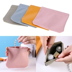 1Pc Mini Lipstick Key Jewelry Cosmetic Bag Women Portable Automatic Closing Makeup Storage Bag Pouch PU Earphone Coin Handbag