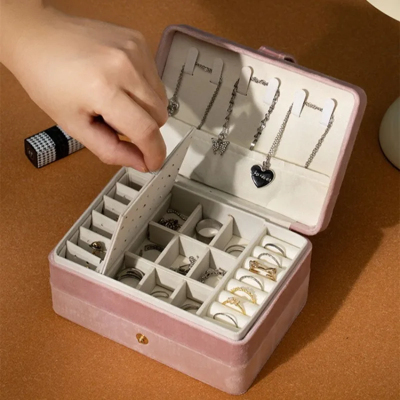 Woman Jewelry Box Organizer for Girls Jewelry Boxes Travel Size Ring Necklaces Storage Display Case Portable Shows Containers