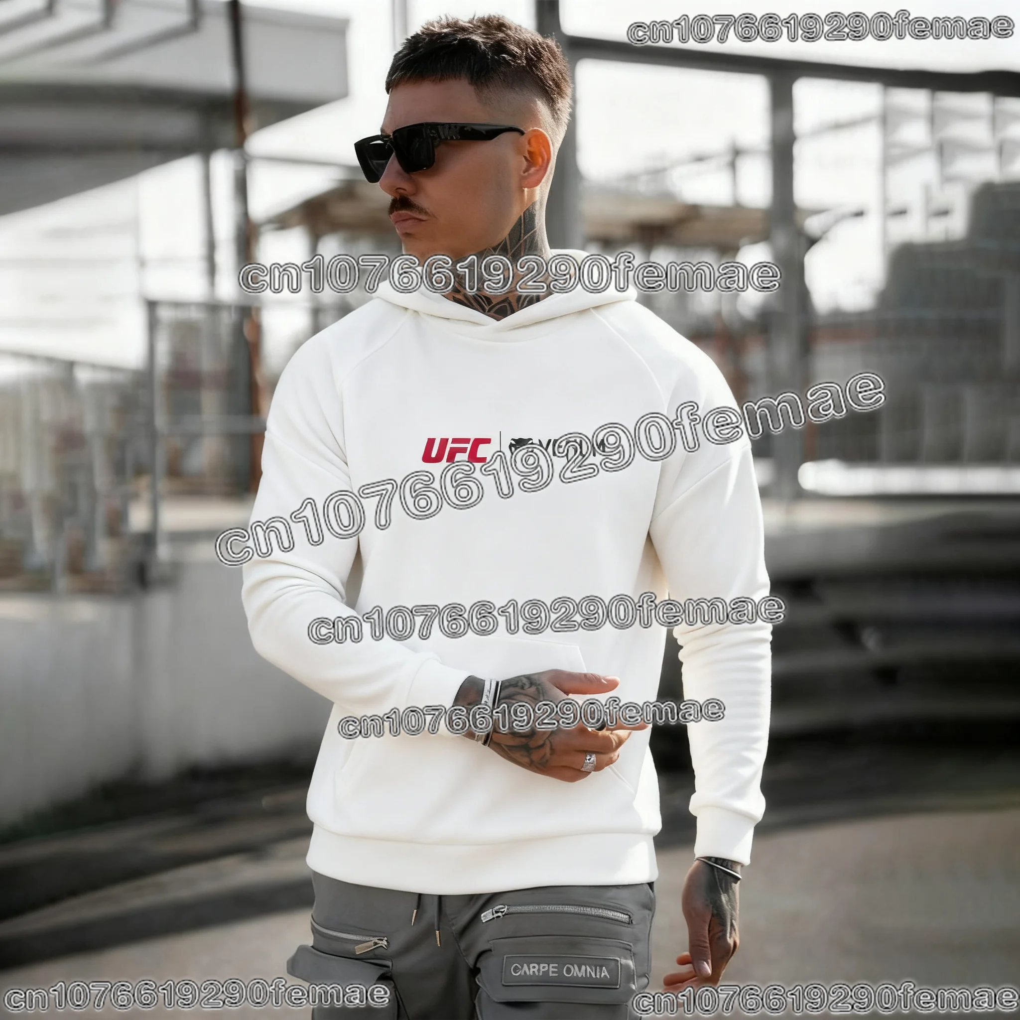 2026 MMA سترة بغطاء للرأس قطنية كاجوال للرجال مريحة وفضفاضة مناسبة لتدريبات الصالة الرياضية والملاكمة والأنشطة الرياضية