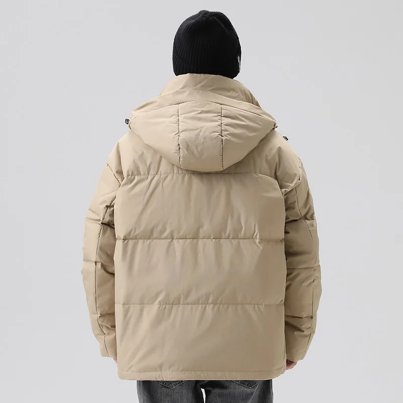 Winter CLothing Wave Cut Down Jacket Men Hooded Windbreaker Solid Streetwear