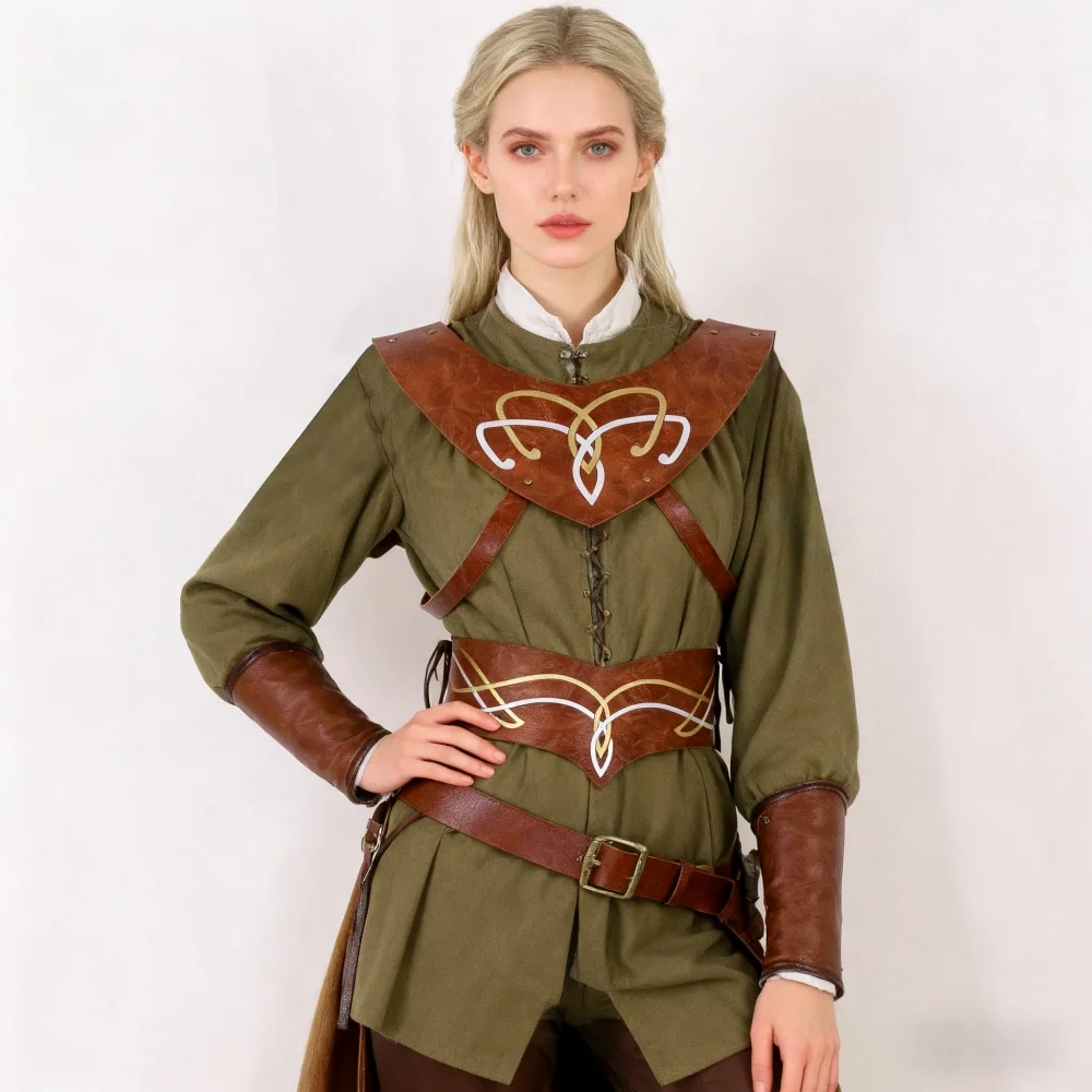 

Medieval Viking Warrior Shoulder Armor Vintage PU Leather Performance Props Halloween Carnival Stage Performance Cosplay Props