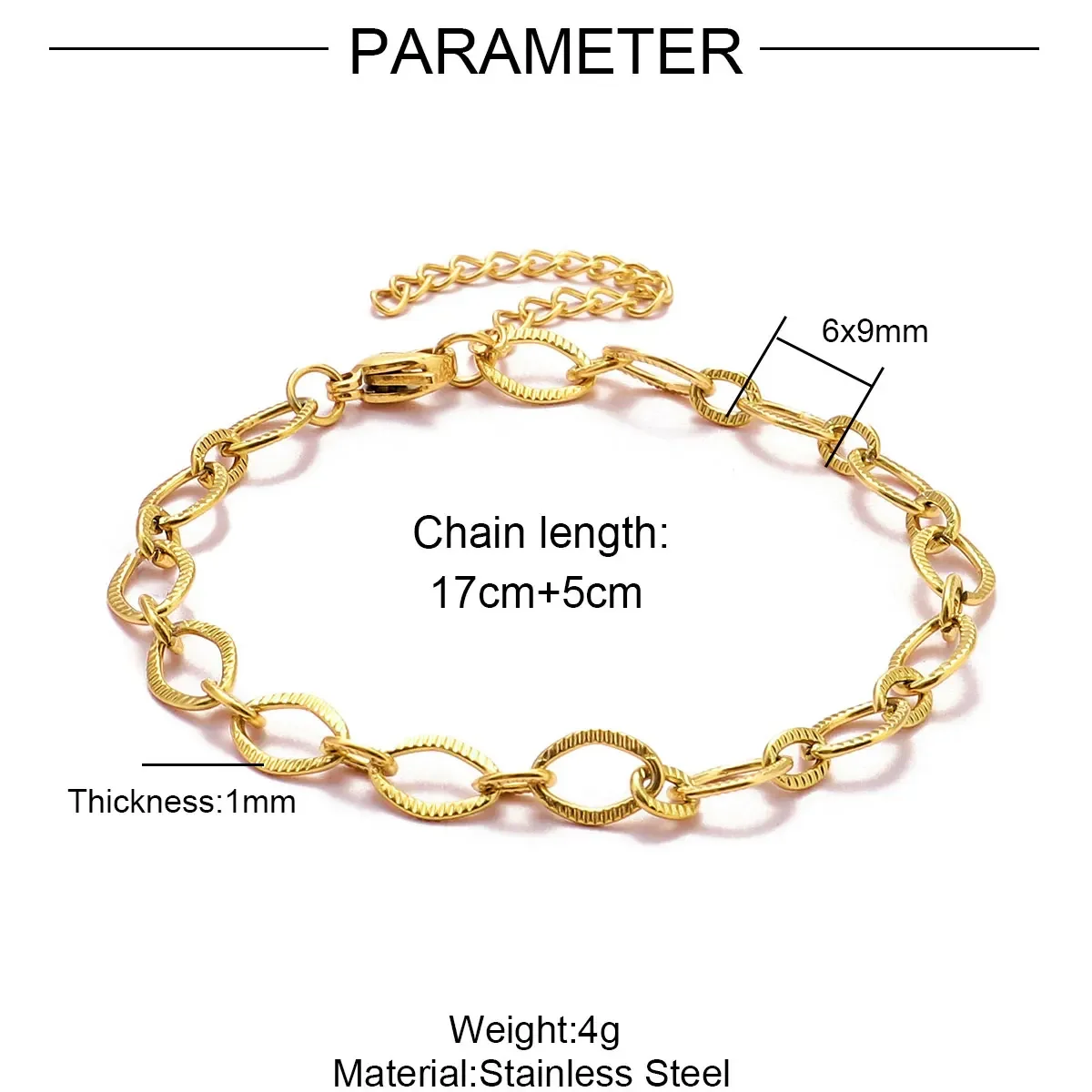 5 stks/partij RedBee 17-22 cm Rvs 4x12mm Paperclip Cross Link Chain Armband Vrouwen Handgemaakte DIY Charm Sieraden Maken