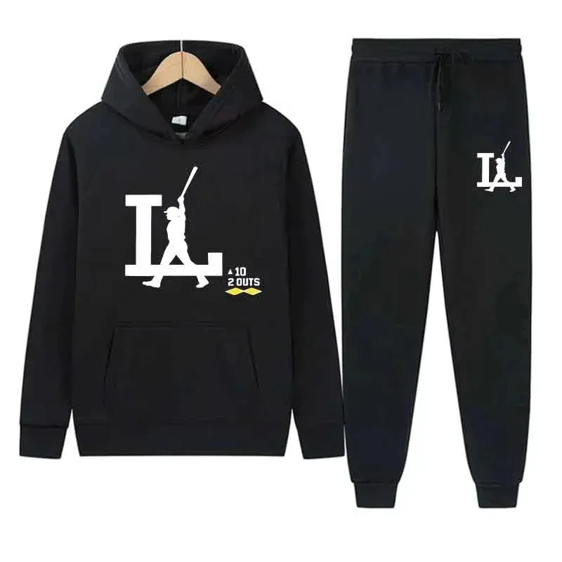 

Осенние мужские повседневные комплекты из 2 предметов, трендовые 2D толстовки с капюшоном, длинные брюки, теплые толстовки, повседневный уличный модный спортивный костюм с принтом, 2025