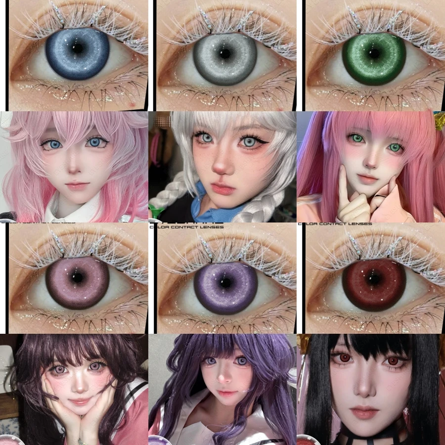 EYESHARE 1 Paar grüne und rote Anime-Cosplay-Farbkontaktlinsen für Cosplayer: Tägliche, Party- und Augen-Make-up-Kontaktlinsen