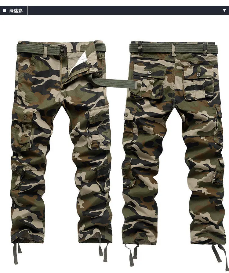 Camo Cargo-Hosen für Herren, Outdoor-Taktische Hosen mit Mehreren Taschen, Reine Baumwolle, Weite Hosen für Frühling und Herbst, Herrenbekleidung, Lässige Hosen – Detail 19