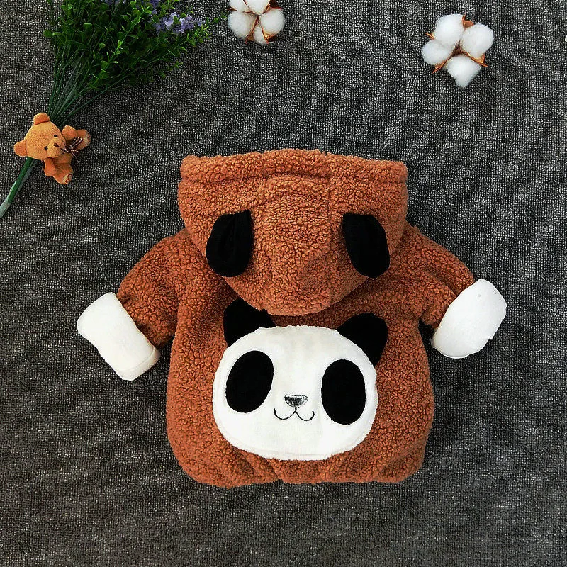 3 6 12 18 24 36 Month Newborn Clothes Cute Panda Plush Baby Boys Jacket Winter Warm Hooded Coat For Girl Little Princess Outwear