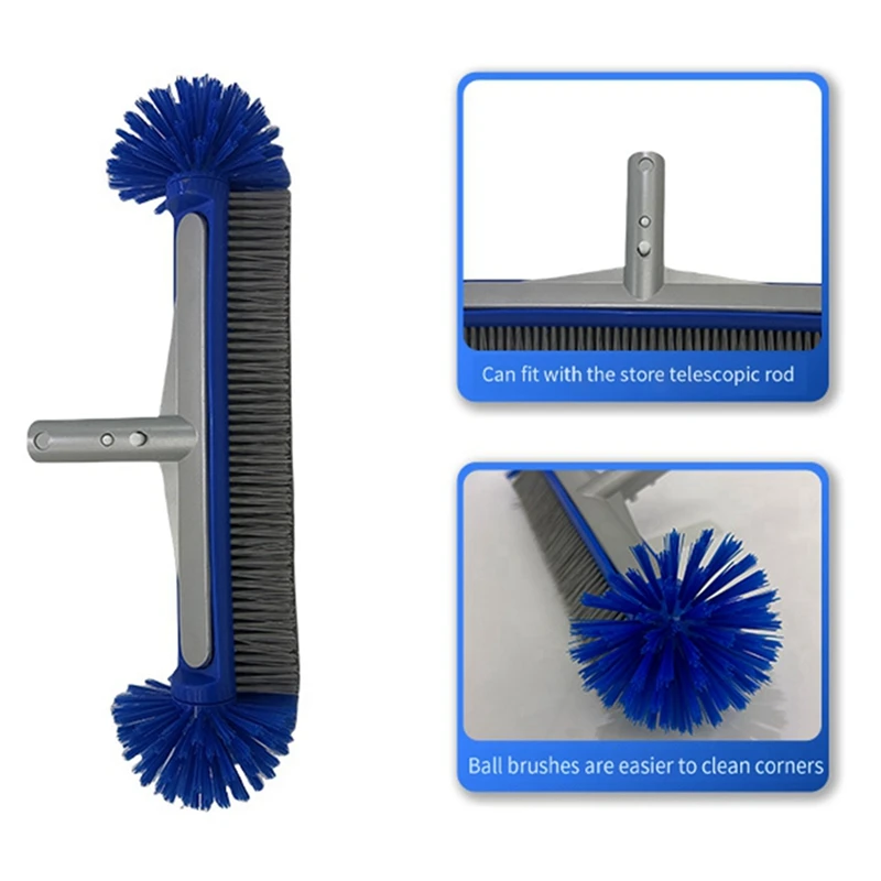 Swimming Pool Brush Head Aluminum Handle Pool Brush with Half Sphere Aluminum Back Swimming Pool Brush-A49I