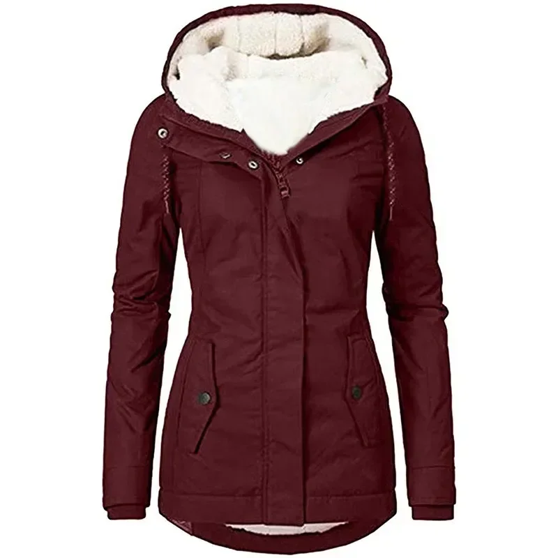 Customized 2024 New Winter Women Warm Parkas Hooded Thick Plush Coats Female Mid-Long Cotton Jacket Warm Coat Outwear