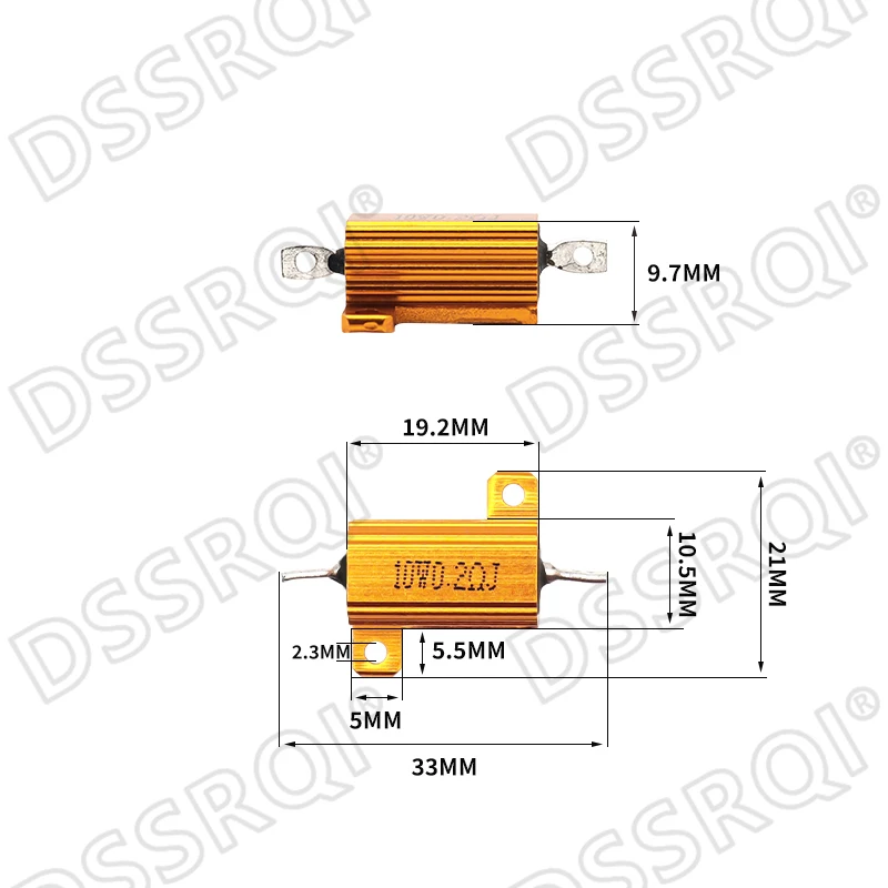 Résistance transporteurs inée d\'alimentation en aluminium, coque métallique, 0.01 ~ 30K, 0.1, 1, 2, 3, 4, 5, 6, 8, 10, 20, 25, 100, 150, 1K, 10K