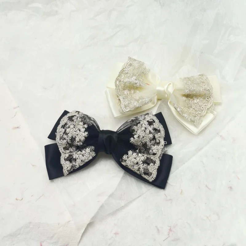 

Satin Bow High Quality Hair Clip Lace Edge Hairpin for Women Girls Fashion Accessories Luxury Rhinestone Hair Pin