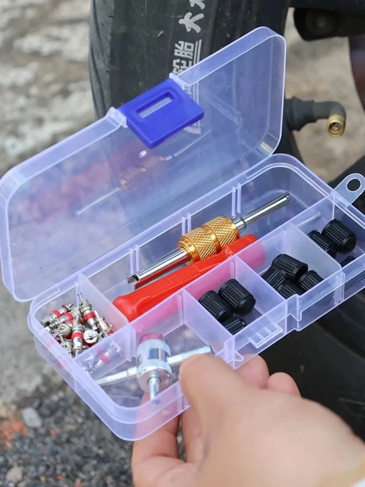 AliExpress NONE 33Pcs/Set Slotted Handle Tire Repair Tool Kit Screwdriver Metal Valve Stem Core Remover Plastic Cover Bicycle Tire Tool