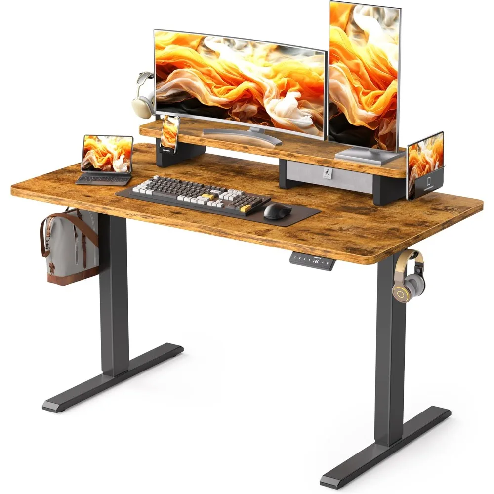 

48x24 "electric standing desk with drawer and monitor stand, height adjustable standing desk for home office