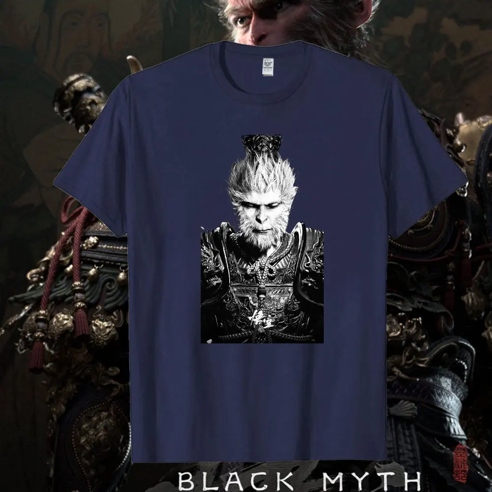 Black Myth: Wukong Men's Cotton T Shirts Casual Cool O- Neck Short Sleeve 6 Eared Macaque T Shirt Fashion Graphic Tees Tops