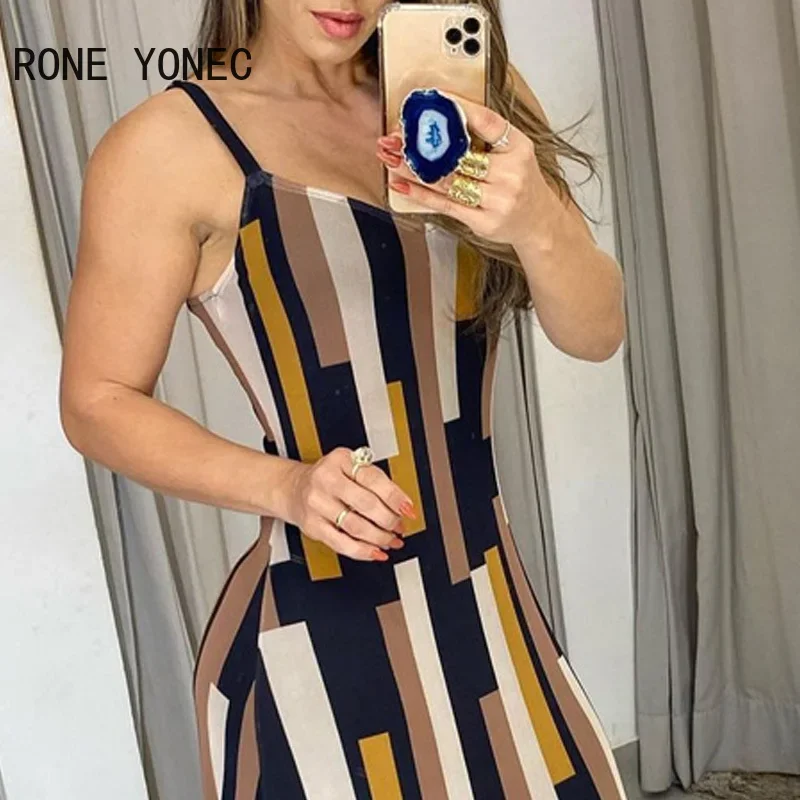 Vestido de fiesta informal elegante para mujer, tirantes finos, rayas, Bodycon, pliegues, Maxi