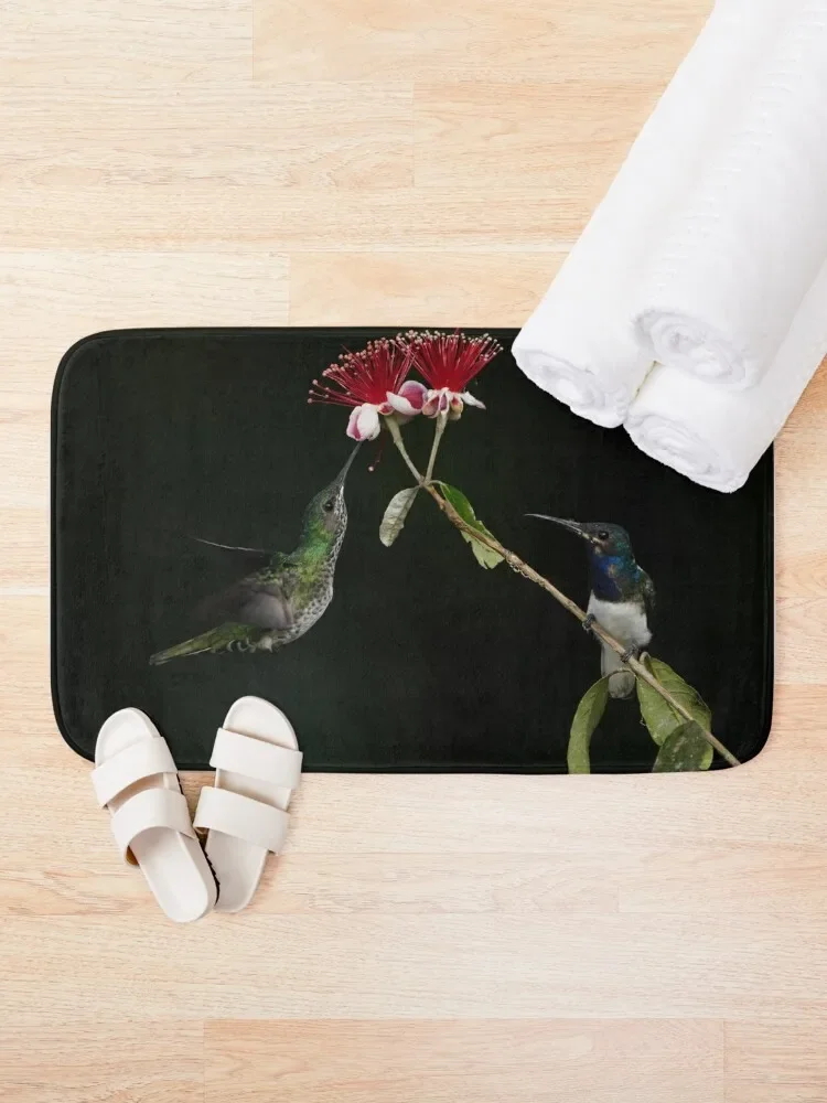 Pair of White necked Jacobins Bath Mat Non-Slip Shower Household Items Bath Room Acessories Toilet Rug Mat