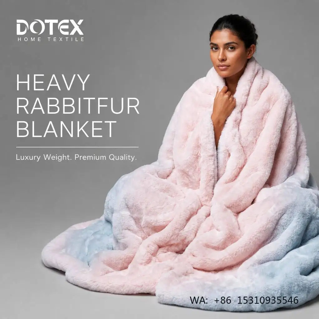 Reversible Stretchy Faux Rabbit Fur Blanket with Spandex Cloud Touch Thick Warm Custom Size Blanket Factory Direct Supply Bulk