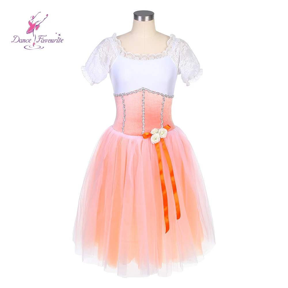 Dance Favourite Ballet Tutus 20161 Orange velvet bodice mid length Romantic tutu performance Dance Costumes Ballet Tutus