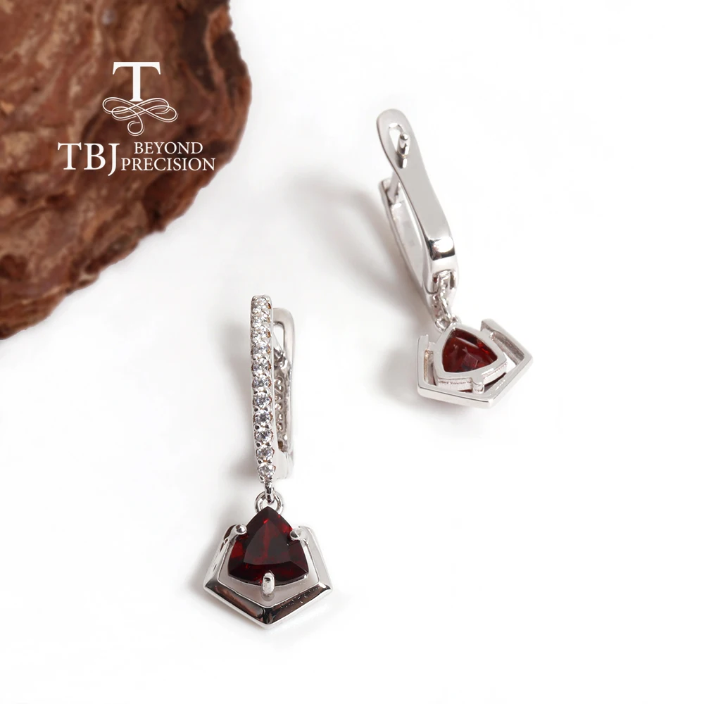 Light Luxury Fashion January Birthstone Natural Garnet earrings 925 sterling silver fine jewelry women and girls wear daily gift