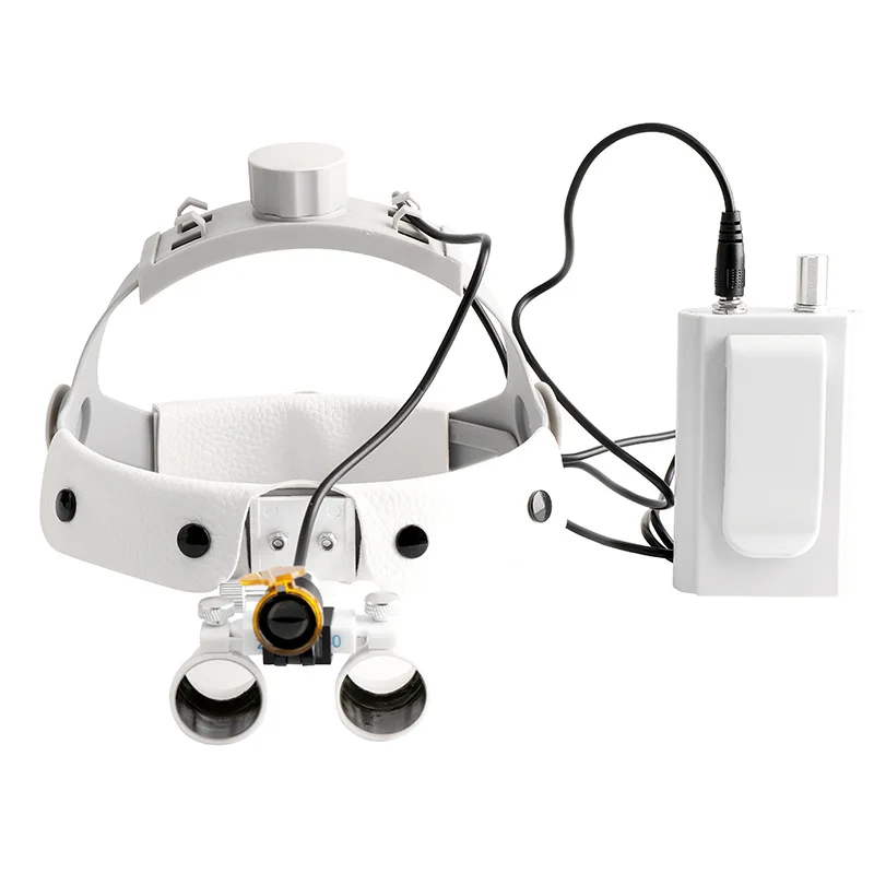 2.5X 3.5X Helmet Dental Loupes Binocular Magnifier with 3W Brightness Adjustable Medical Headlight Filter Battery Clamps