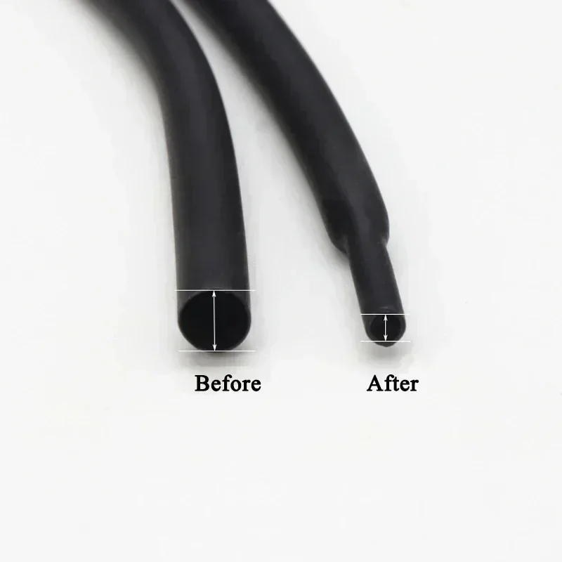 2Meters Black 2:1 HeatShrink Tube Dia 1 2 3 4 5 6 7 8 9 10 12 14 16 20 25 30 40 50mm Cable Sleeve Insulated Wire Protection Tube