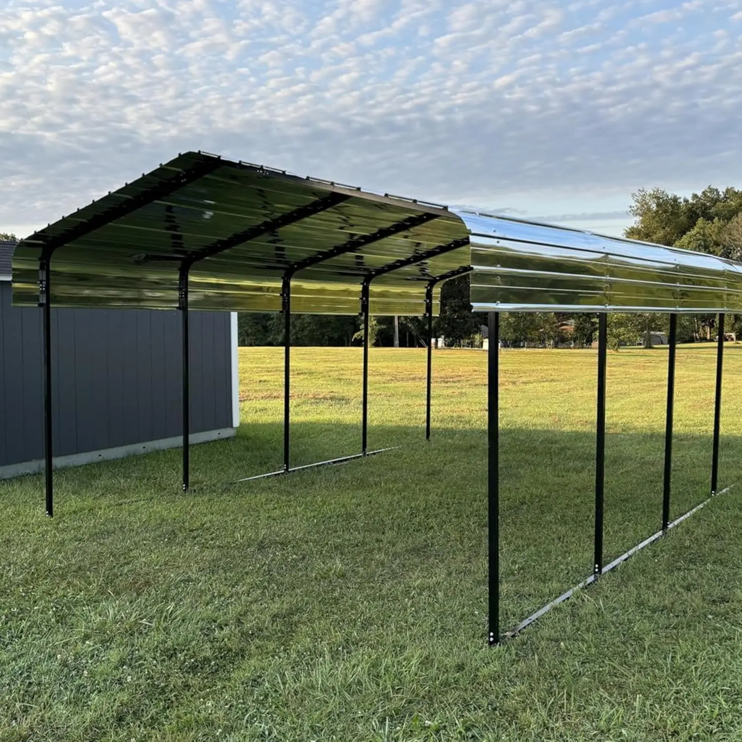 

12 x 20 x 7 ft Heavy Duty All Steel Carport – All-Weather Steel Canopy Shelter and Steel Frame for Cars, Trucks, Boats, and Outd