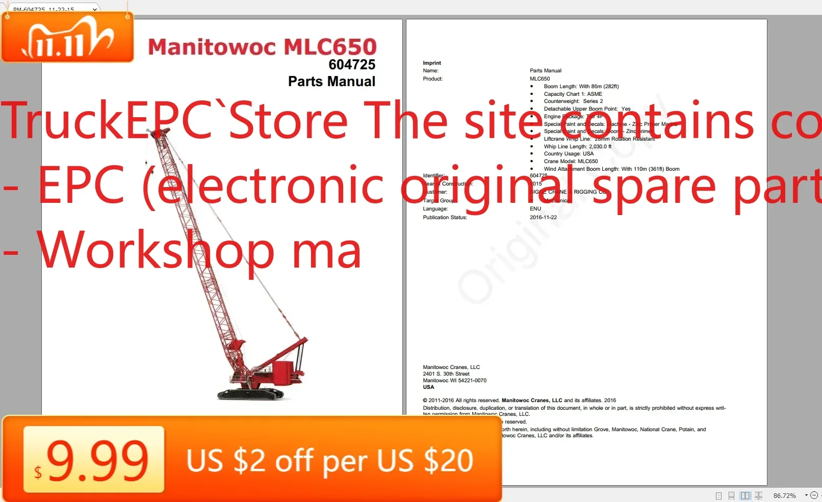 

TruckEPC Manitowoc Grove Cranes Все модели Обновленный 2021 [12.2020] Каталог запасных частей PDF DVD