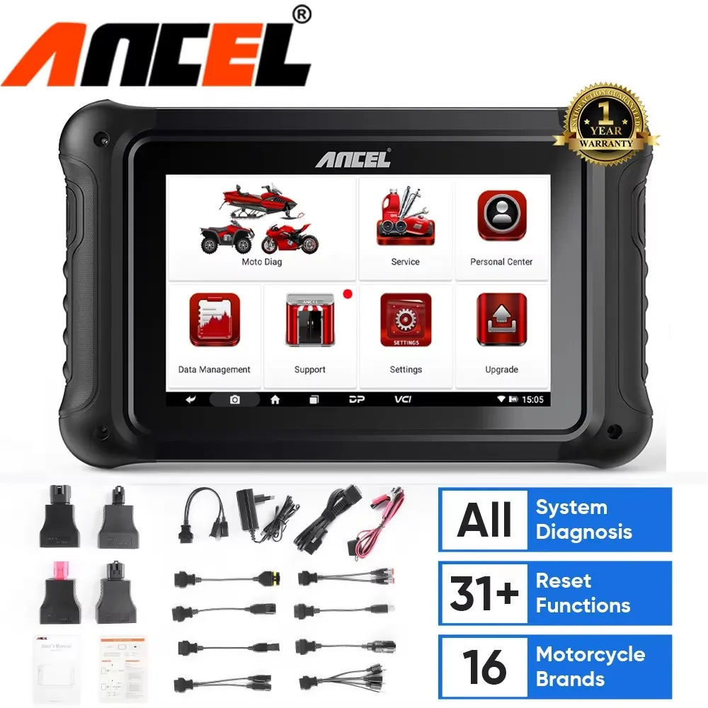 

ANCEL MT700 Motorcycle Scanner All System Diagnostic Tool ECU Oil Reset ABS Bleeding 31 Reset Functions Motorcycles Scan Tools