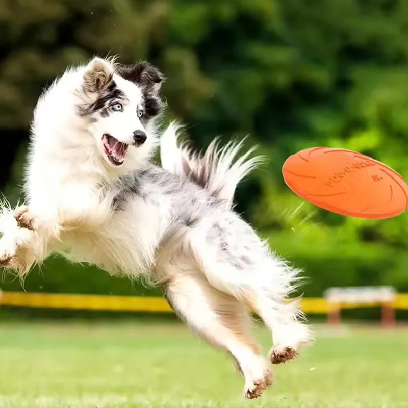 لدغة الكلب - لعبة عائمة على شكل قرص طائر مقاومة للتدريب، حاوية مياه طعام متعددة الأغراض، مادة السيليكون، لعبة الحيوانات الأليفة