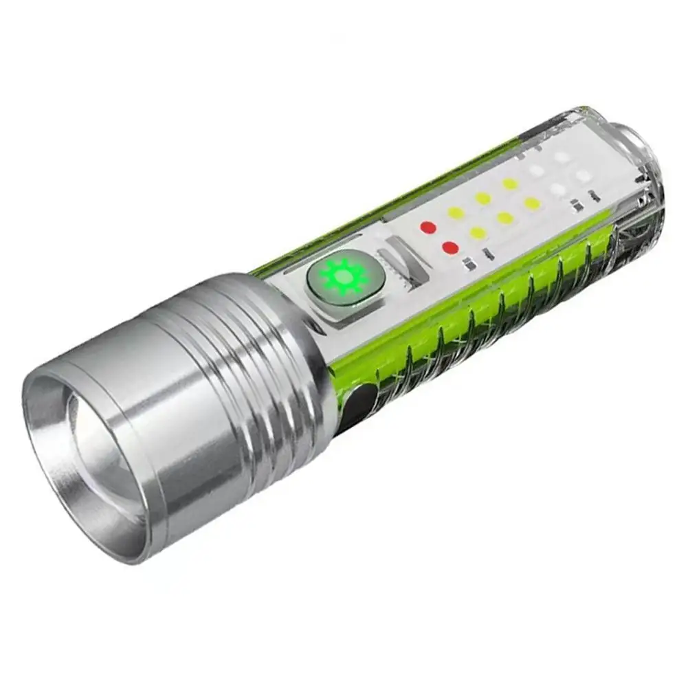 800mah Mini Portable Flashlight USB Rechargeable Multifunctional Red And Blue Flashing Mini Flashlight