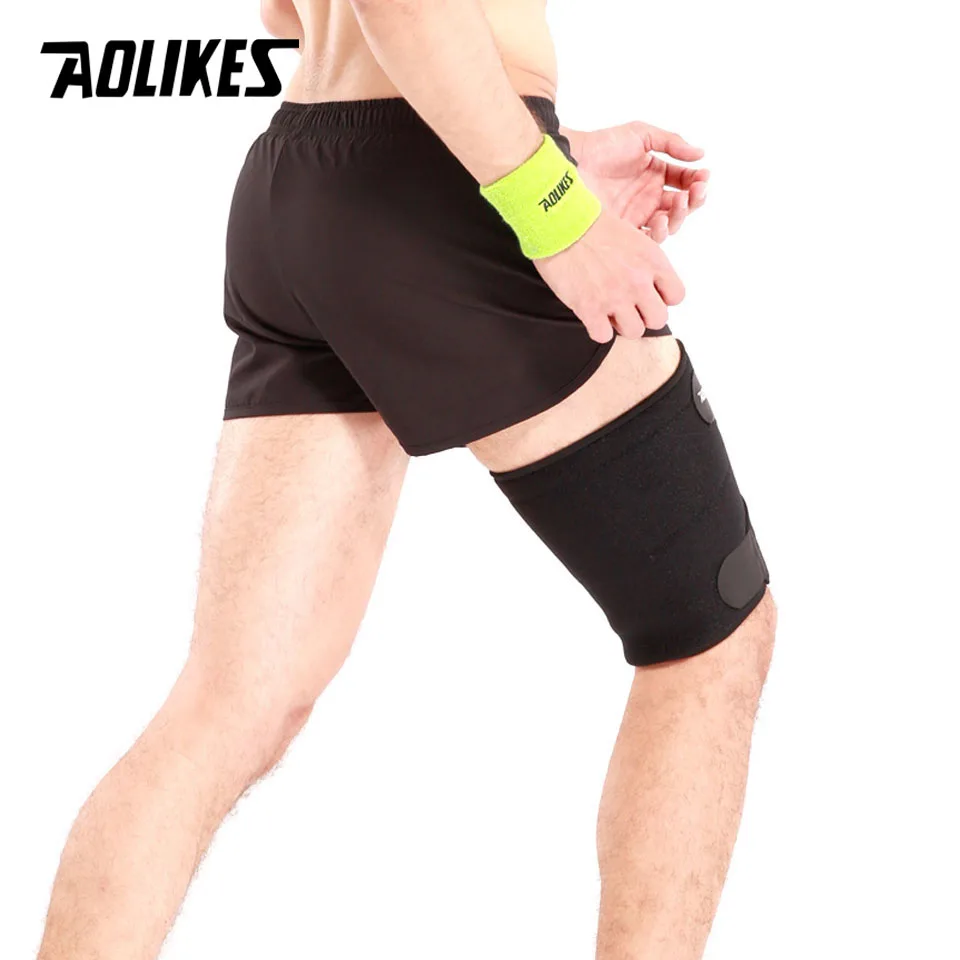 AOLIKES 1PCS Adjustable Compression Thigh Brace Knee Support Leg Sleeve Upper Leg Wrap for Women Men Muscle Pain Relief