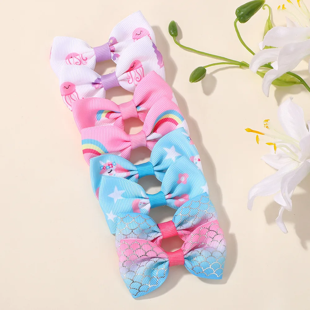 

20pcs /set Random Color Kids Small Bowknot Hairclips Mini Colorful Ribbow Bow Safety Children Clips Hair Accessories