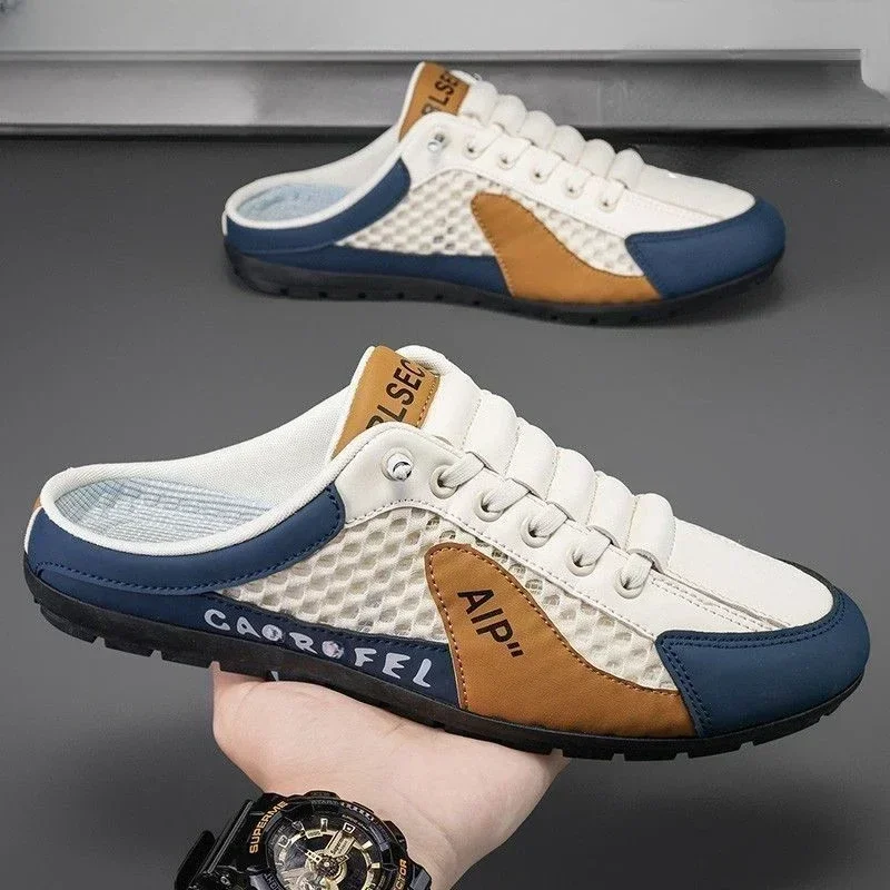 Męskie półkapcie Modne płaskie buty codzienne dla mężczyzn Klasyczne kapcie letnie Męskie mieszkania Zwięzłe męskie trampki Wsuwane kapcie męskie