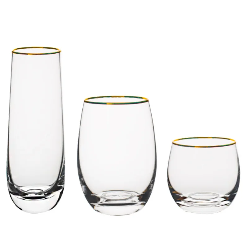 LH premium egg-shaped transparent round glass household simple gold-painted colorful juice cup