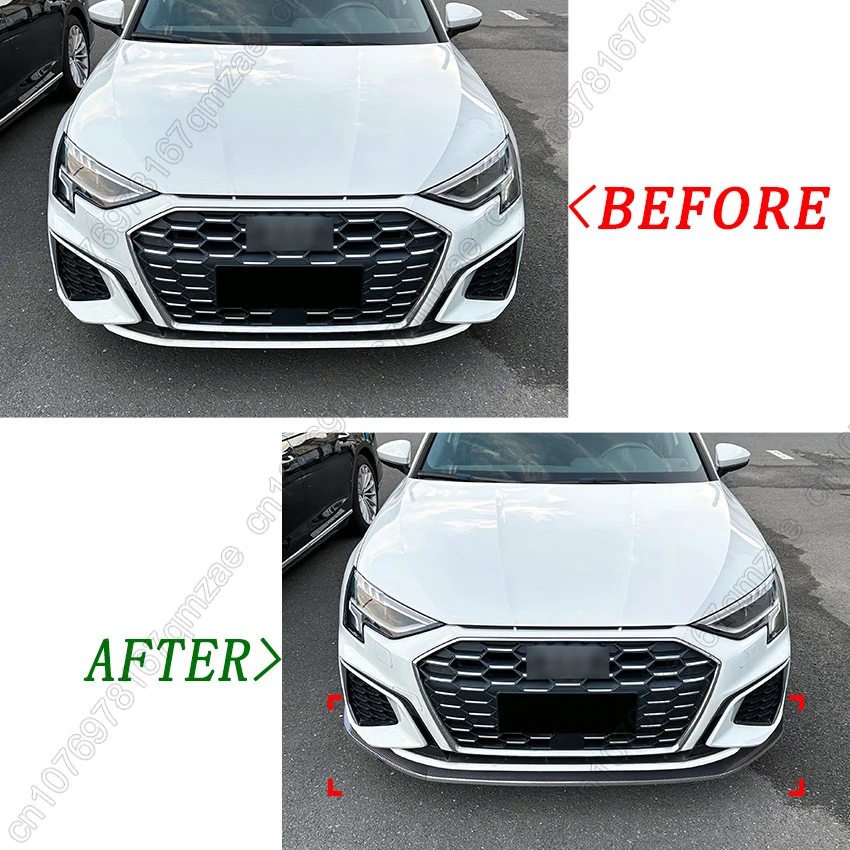 لأودي A3 S3 8Y TDI TFSI TFSIE S-Line 2020-2024 3 قطعة ماكستون نمط الجبهة حافة مصد السيارة المفسد الفاصل الناشر الجسم أطقم وزارة الدفاع