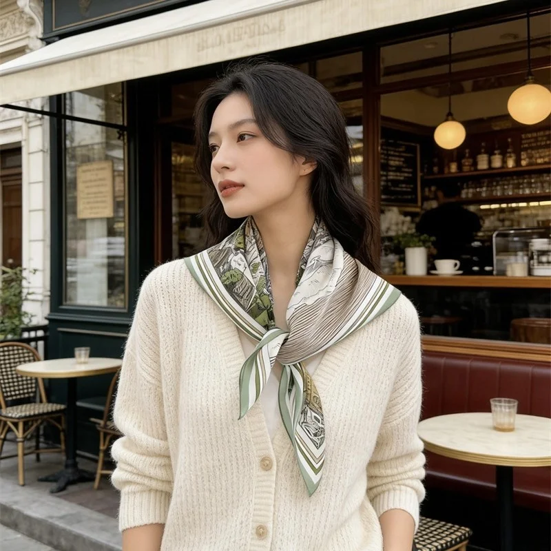 Double crepe! 100% Mulberry Silk Silk Scarf Sunscreen Scarf Breathable Fashion Sunscreen Thin Cool Scarf Collection