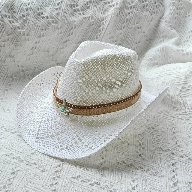 Western Straw Cowboy hat white straw hat solid sombrero vaquero Sunshade Jazz Hat Panama sun hat sombrero vaquero hombre chapea
