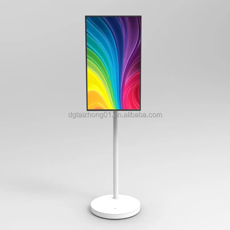 Stand Touch Screen Rotation 32Inch Portable Smart Tv Signag Digit Tiktok Live Stream Interactiuve Display on Wheels with Battery