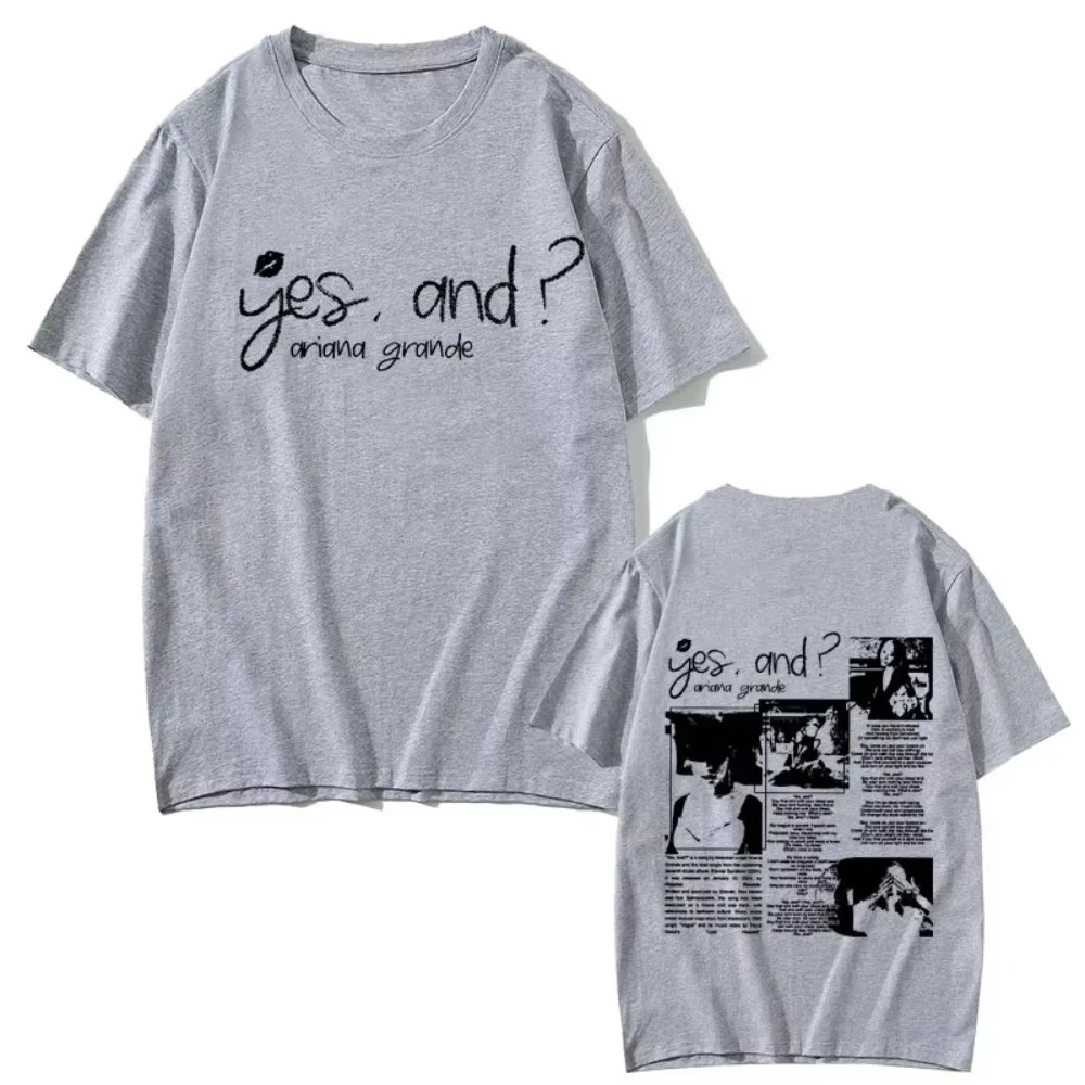 نعم وأريانا غراندي المغني الموسيقى الجرافيك تي شيرت الرجال النساء الهيب هوب عادية تي شيرت للجنسين موضة المتضخم القطن الخالص تيز #2