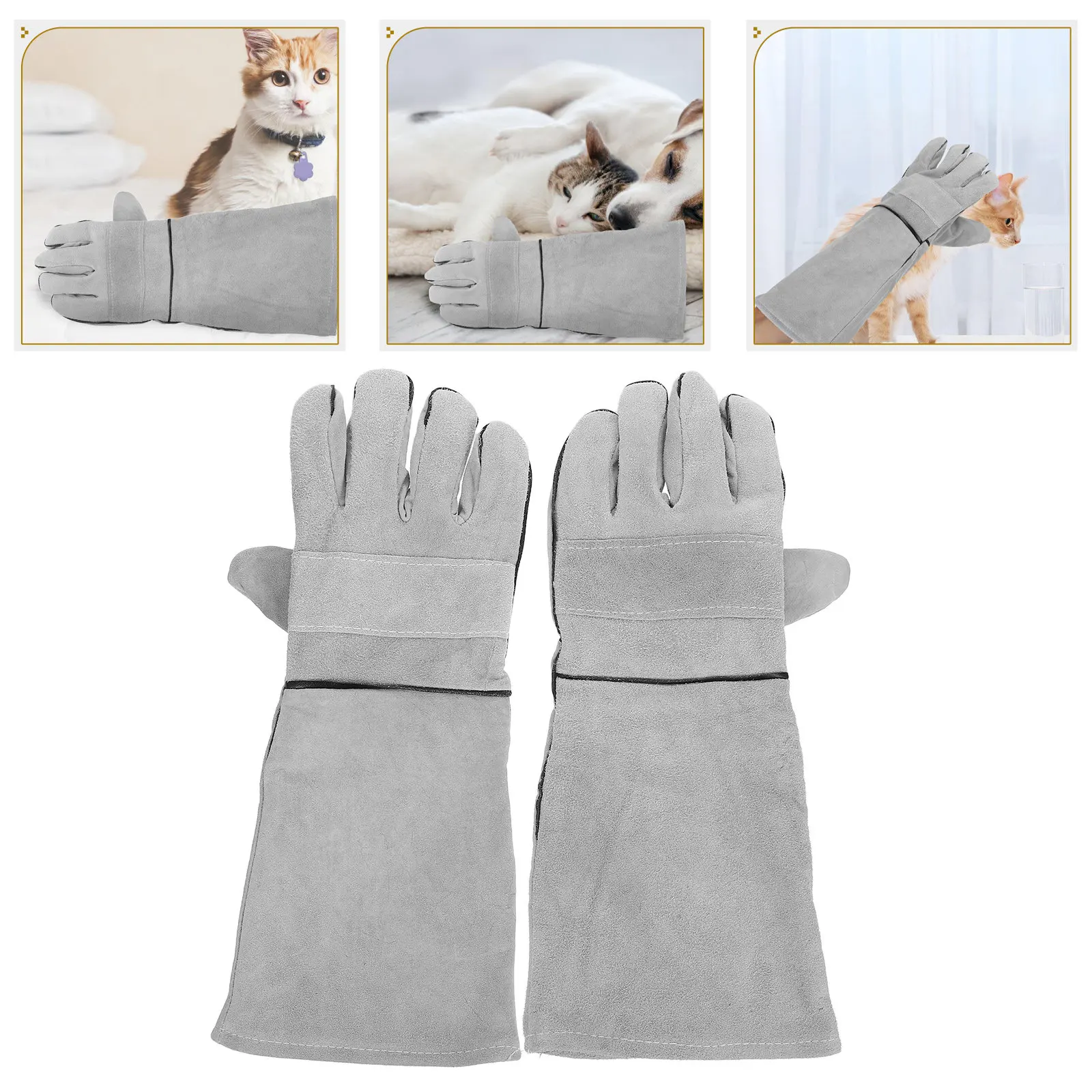 

1Pair Dog Cat Bite Resistant Gloves Reinforced Pet Handling Protective Gloves for Grooming Feeding Bathing Animal Care