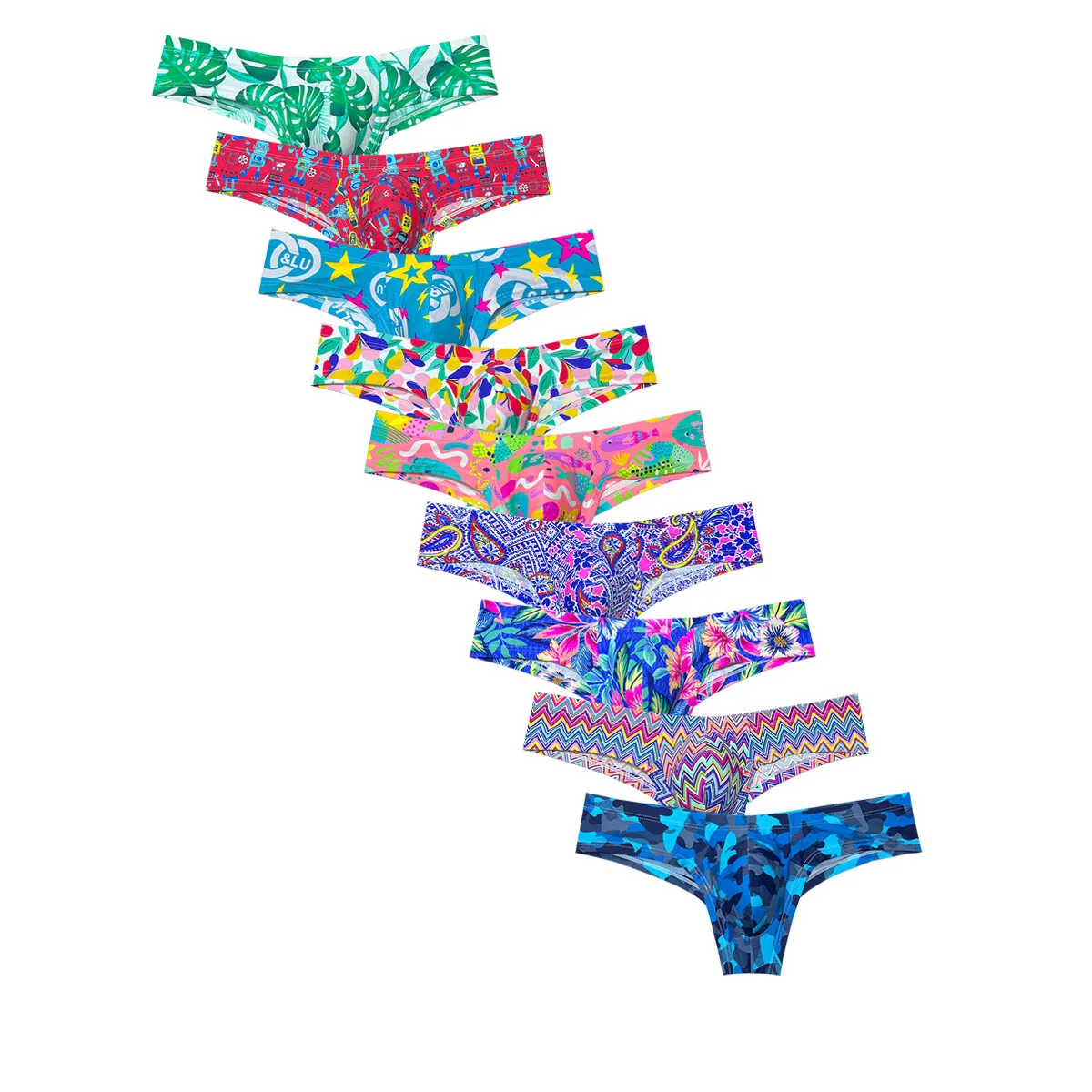 

Зухкое короткое мужское нижнее белье, увеличивающее бикини, с цветочным принтом, эластичные трусы в бразильском стиле, дышащие, удобные для отпуска