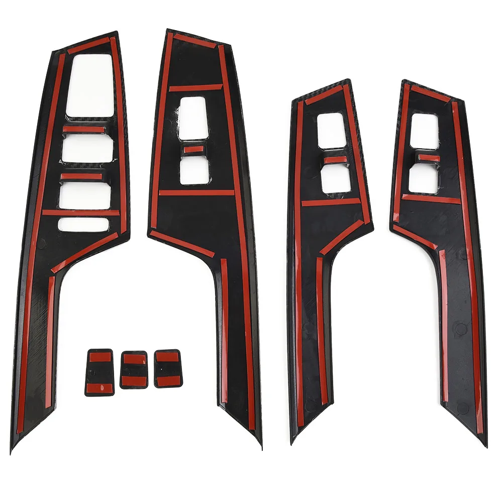 

Trim Handle Bowl Cover 7Pcs ABS Carbon Fiber Style Door Parts Interior Decoration For Kia EV6 2021 Up Replacement