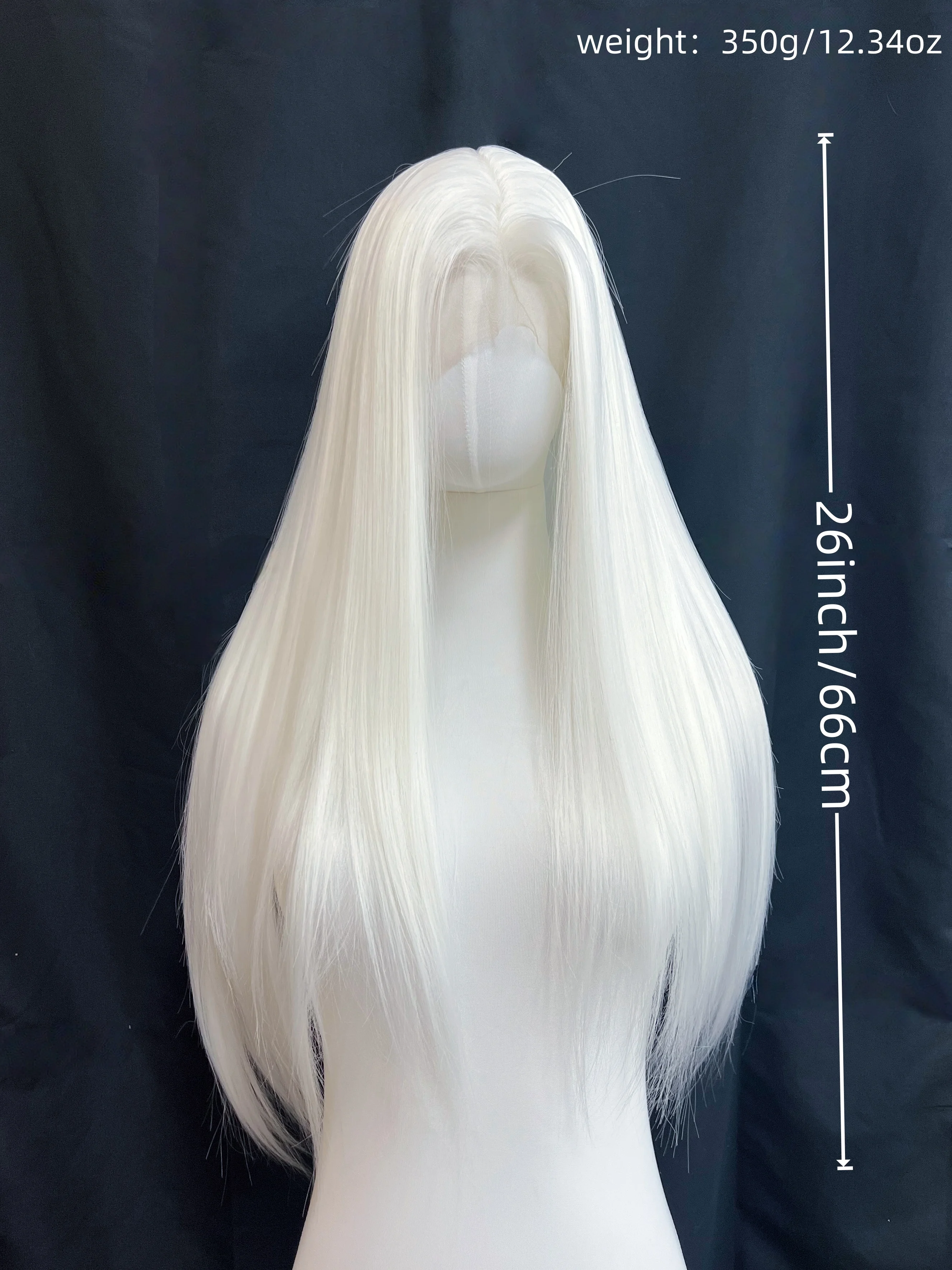13x6 White Lace Wig for Women 26inch Long Straight Hair Wigs Free Part Nature Hairline Synthetic Wigs Cosplay Lace Frontal Wig