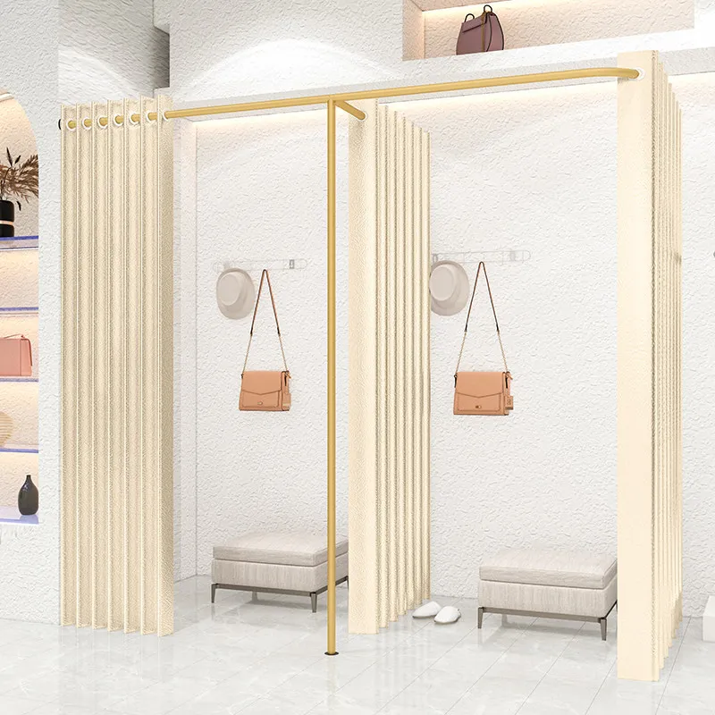 Store Wedding Dress Clothing Fitting Room F-Type Partition Curtain Simple Mobile Dressing Room Mall Store Display Rack